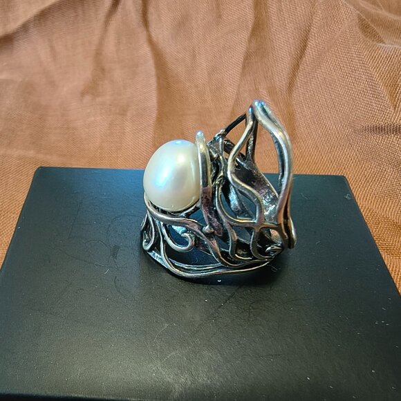 Israel Sterling Silver 925 Fresh Water Pearl Ring - Picture 4 of 8